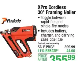 Menards XPro Cordless 30° Framing Nailer offer