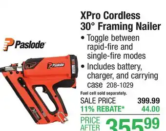 Menards XPro Cordless 30° Framing Nailer offer