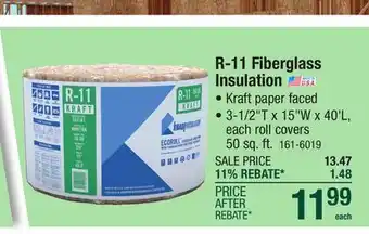 Menards R-11 Fiberglass Insulation offer