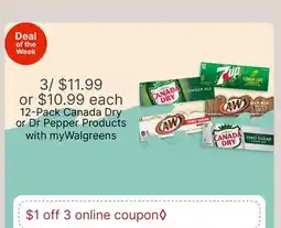 Walgreens 12-Pack Canada Dry or Dr Pepper Products offer