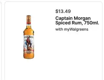 Walgreens Captain Morgan Spiced Rum, 750 ml offer