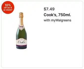Walgreens Cook's, 750ml offer