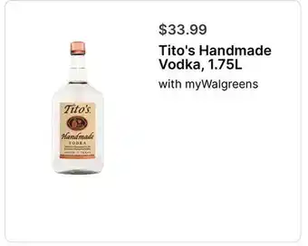 Walgreens Tito's Handmade Vodka, 1.75L offer