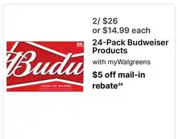Walgreens 24-Pack Budweiser Products offer