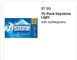 Walgreens 15-Pack Keystone Light offer
