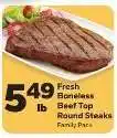 Save a Lot Fresh Boneless Beef Top Round Steaks offer