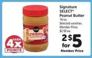 Safeway Signature Select Peanut Butter offer