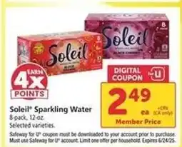 Safeway Soleil Sparkling Water offer