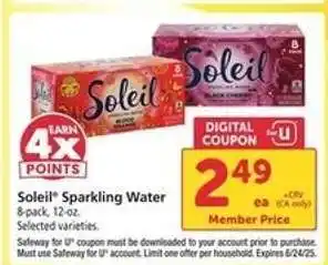 Safeway Soleil Sparkling Water offer