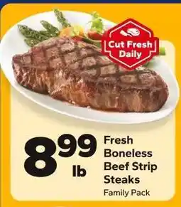 Save a Lot Fresh Boneless Beef Strip Steaks offer