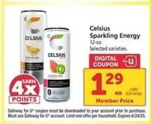 Safeway Celsius Sparkling Energy offer