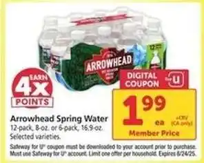 Safeway Arrowhead Spring Water offer