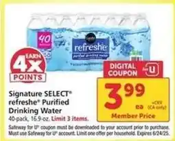 Safeway Signature Select Refreshe Purified Drinking Water offer