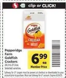 Safeway Pepperidge Farm Goldfish Crackers offer