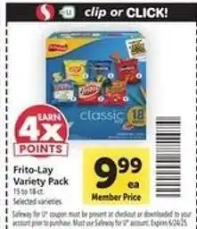 Safeway Frito Lay Variety Pack offer