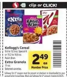 Safeway Kellogg's Cereal offer