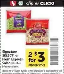 Safeway Signature SELECT or Fresh Express Salad offer