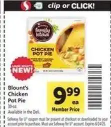 Safeway Blount's Chicken Pot Pie offer