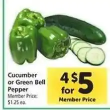 Safeway Cucumber or Green Bell Pepper offer