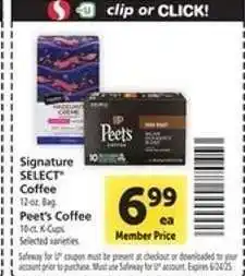 Safeway Signature SELECT Coffee / Peet's Coffee offer