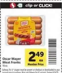 Safeway Oscar Mayer Meat Franks offer