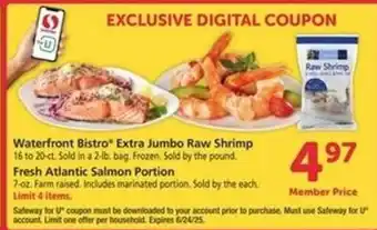 Safeway Waterfront BISTRO Extra Jumbo Raw Shrimp offer