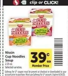 Safeway Nissin Cup Noodles Soup offer