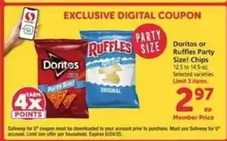 Safeway Doritos or Ruffles Party Size! Chips offer