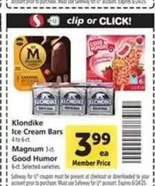 Safeway Klondike Ice Cream Bars, Magnum, Good Humor offer