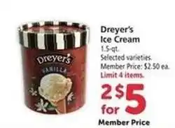 Safeway Dreyer's Ice Cream offer