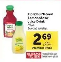 Safeway Florida's Natural Lemonade or Juice Drink offer
