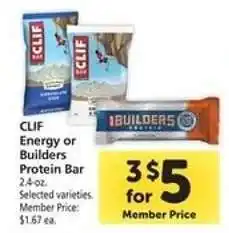 Safeway CLIF Energy or Builders Protein Bar offer