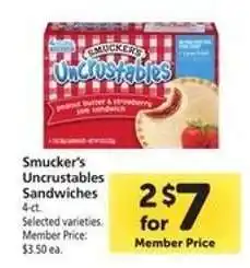 Safeway Smucker's Uncrustables Sandwiches offer