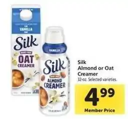 Safeway Silk Almond or Oat Creamer offer