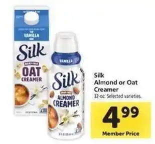 Safeway Silk Almond or Oat Creamer offer
