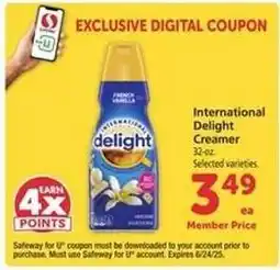 Safeway International Delight Creamer offer