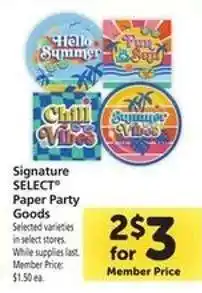 Safeway Signature Select Paper Party Goods offer
