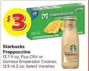 Food 4 Less Starbucks Frappuccino or Gamesa Emperador Cookies offer