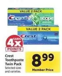 Safeway Crest Toothpaste Twin Pack offer