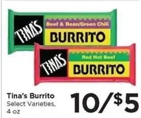 Food 4 Less Tina's Burrito offer