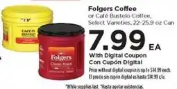 Food 4 Less Folgers Coffee or Café Bustelo Coffee offer