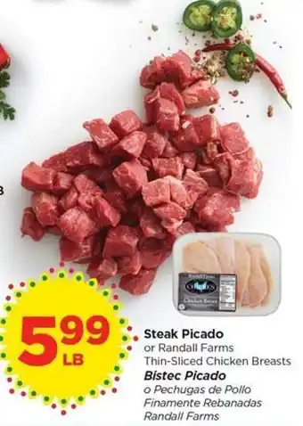 Food 4 Less Steak Picado or Randall Farms Thin-Sliced Chicken Breasts offer