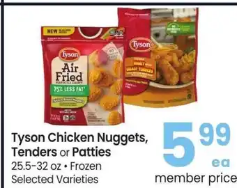 Albertsons Tyson Chicken Nuggets, Tenders or Patties - 25.5-32 oz • Frozen Selected Varieties offer