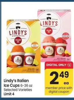 Albertsons Lindy's Italian Ice Cups - 6-36 oz Selected Varieties offer