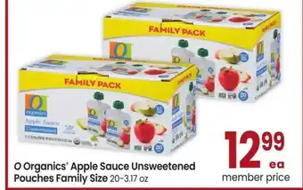 Albertsons O Organics Apple Sauce Unsweetened Pouches Family Size - 20-3.17 oz offer