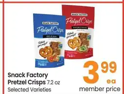 Albertsons Snack Factory Pretzel Crisps - 7.2 oz Selected Varieties offer