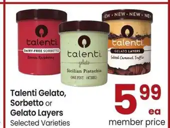 Albertsons Talenti Gelato, Sorbetto or Gelato Layers - Selected Varieties offer