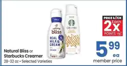 Albertsons Natural Bliss or Starbucks creamer - 28-32 oz • Selected Varieties offer