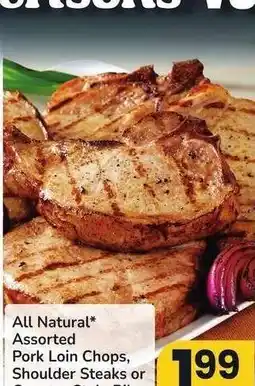 Albertsons All Natural* Assorted Pork Loin Chops, Shoulder Steaks or Country Style Ribs - Bone - In, Value Pack offer