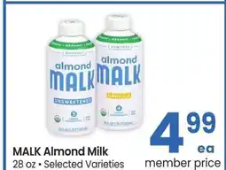 Albertsons MALK Almond Milk - 28 oz • Selected Varieties offer